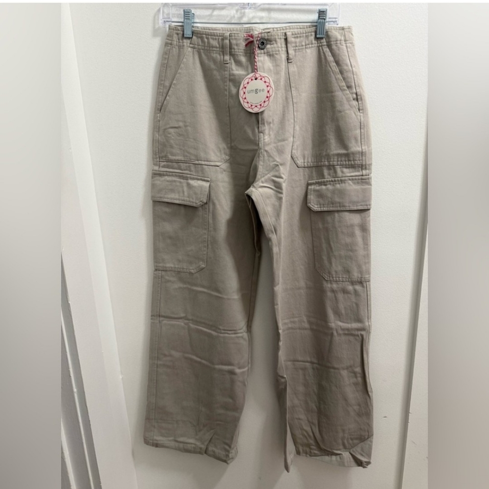 Umgee Stone Cargo Washed Straight Leg Pants